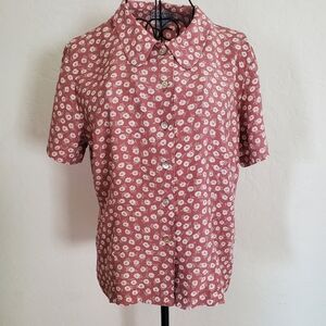 PORTRAITS by NORTHERN ISLES Floral Button-Up Short Sleeve Shirt. Size 10.